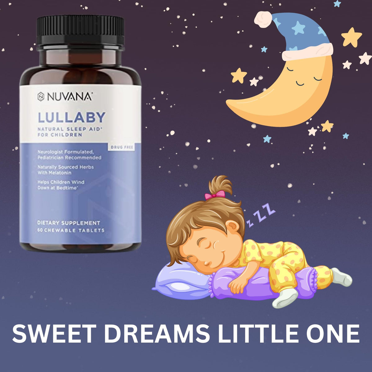 Nuvana Lullaby Kids Natural Sleep Aid - 60 Chewable Tablets - image 3