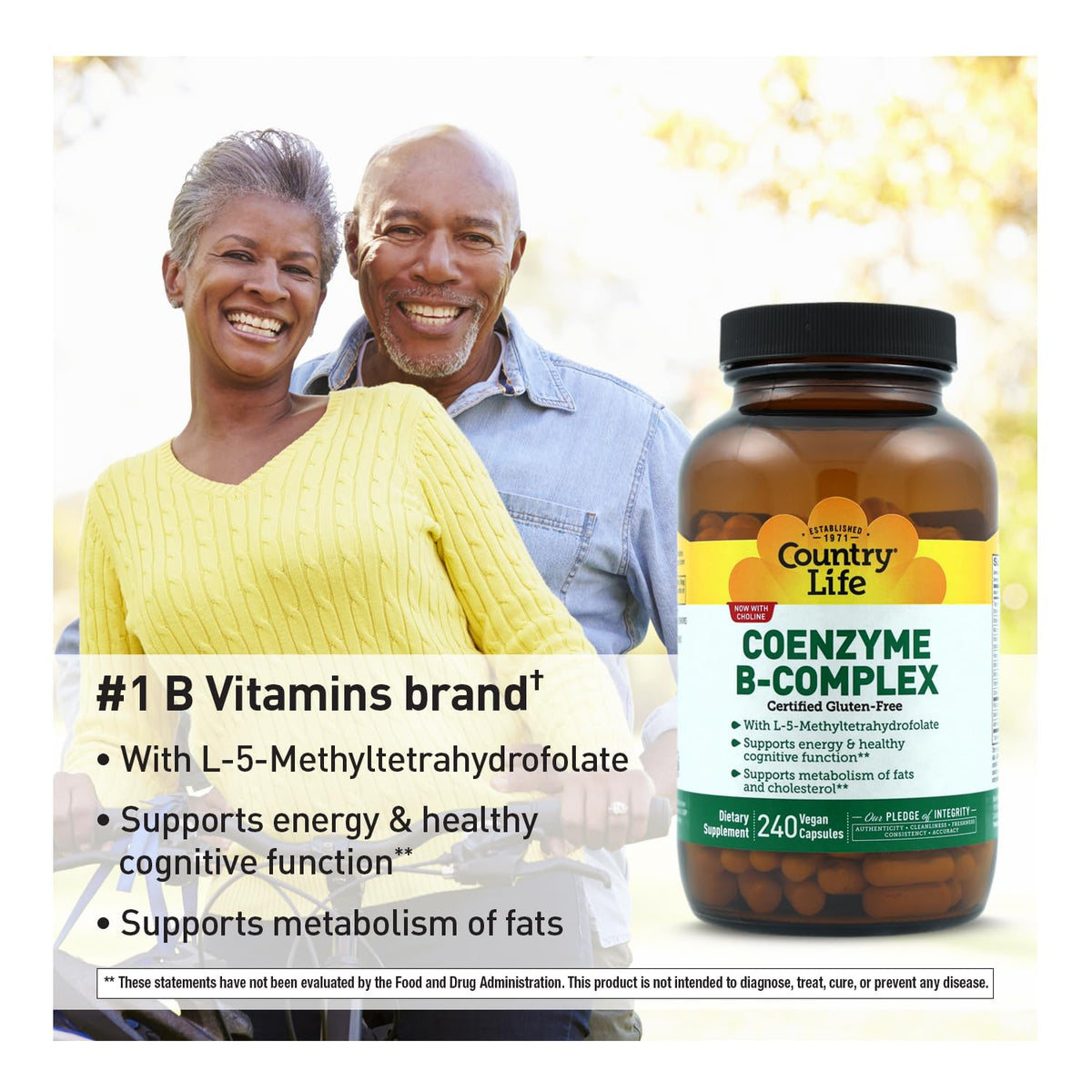 Country Life Coenzyme B-Complex with Methylfolate and B12 - 240 Capsules - image 3