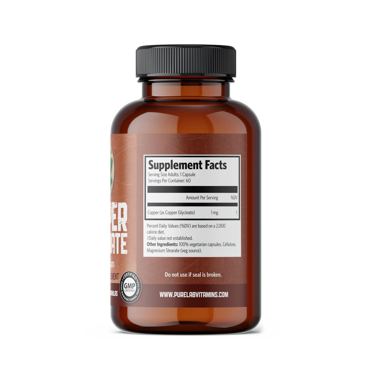 Pure Lab Vitamins Copper Glycinate 1 mg - 60 Vegetarian Capsules - image 2