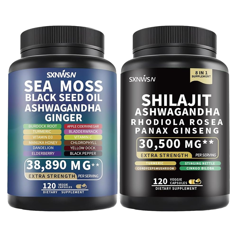 SXNWSN Sea Moss and Shilajit Herbal Supplement - 120 Capsules