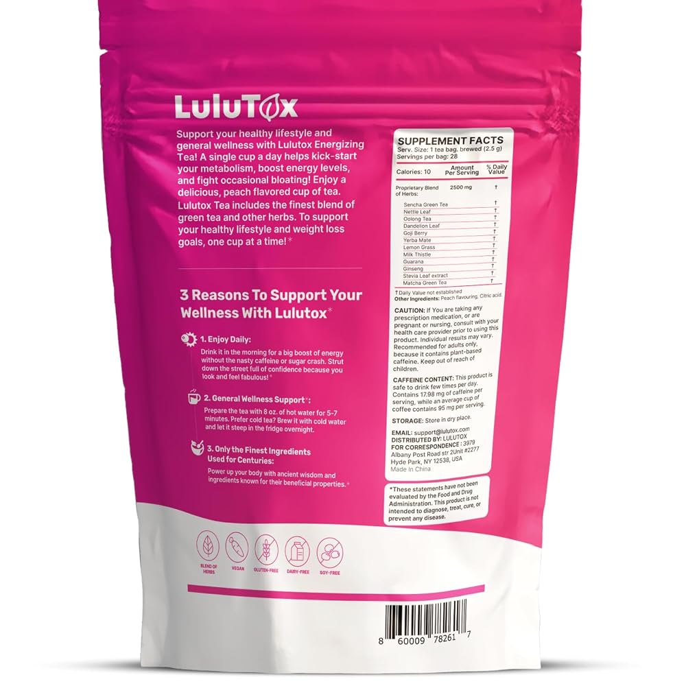LULUTOX Detox Tea Herbal Blend with Dandelion and Ginseng - 28 Servings - image 2