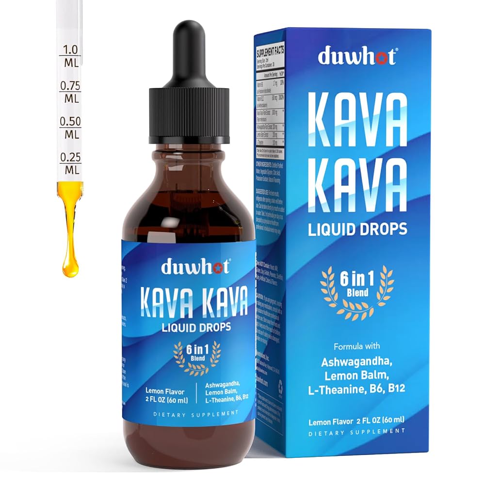duwhot Kava Kava Extract Liquid Drops for Relaxation - 2 Fl Oz