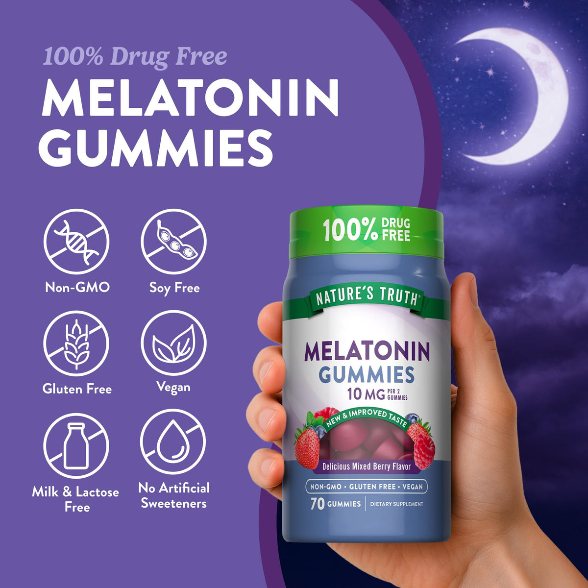 Nature's Truth Melatonin 10mg Gummies - 70 Count - image 3