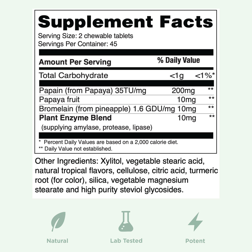 Yuve Naturals Chewable Papaya Enzymes Digestive Complex - 90 Tablets - image 5