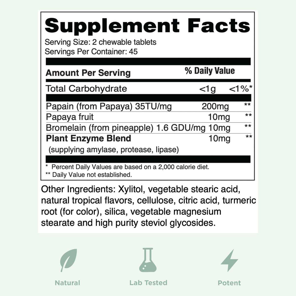 Yuve Naturals Chewable Papaya Enzymes Digestive Complex - 90 Tablets - image 5