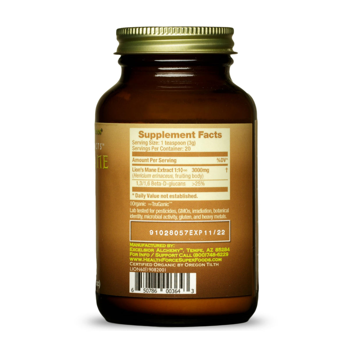 HEALTHFORCE SUPERFOODS Integrity Extracts Lion's Mane Powder - 60g - image 2