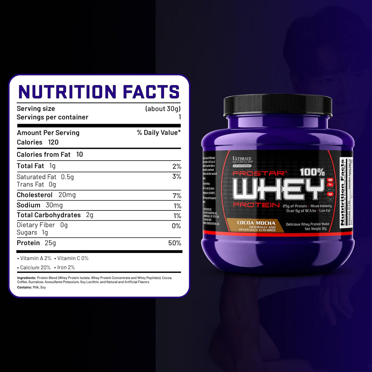 Ultimate Nutrition Prostar Whey Protein Isolate Cocoa Mocha - 1 lb - image 5