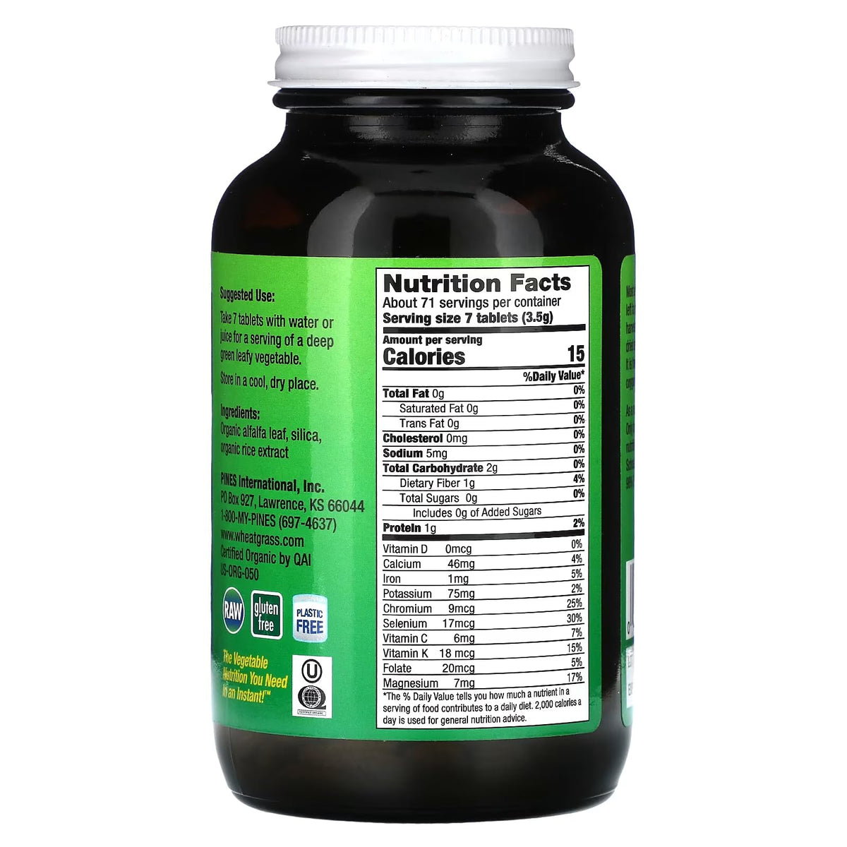 Pines International Organic Alfalfa Tablets - 500 Tablets - image 2