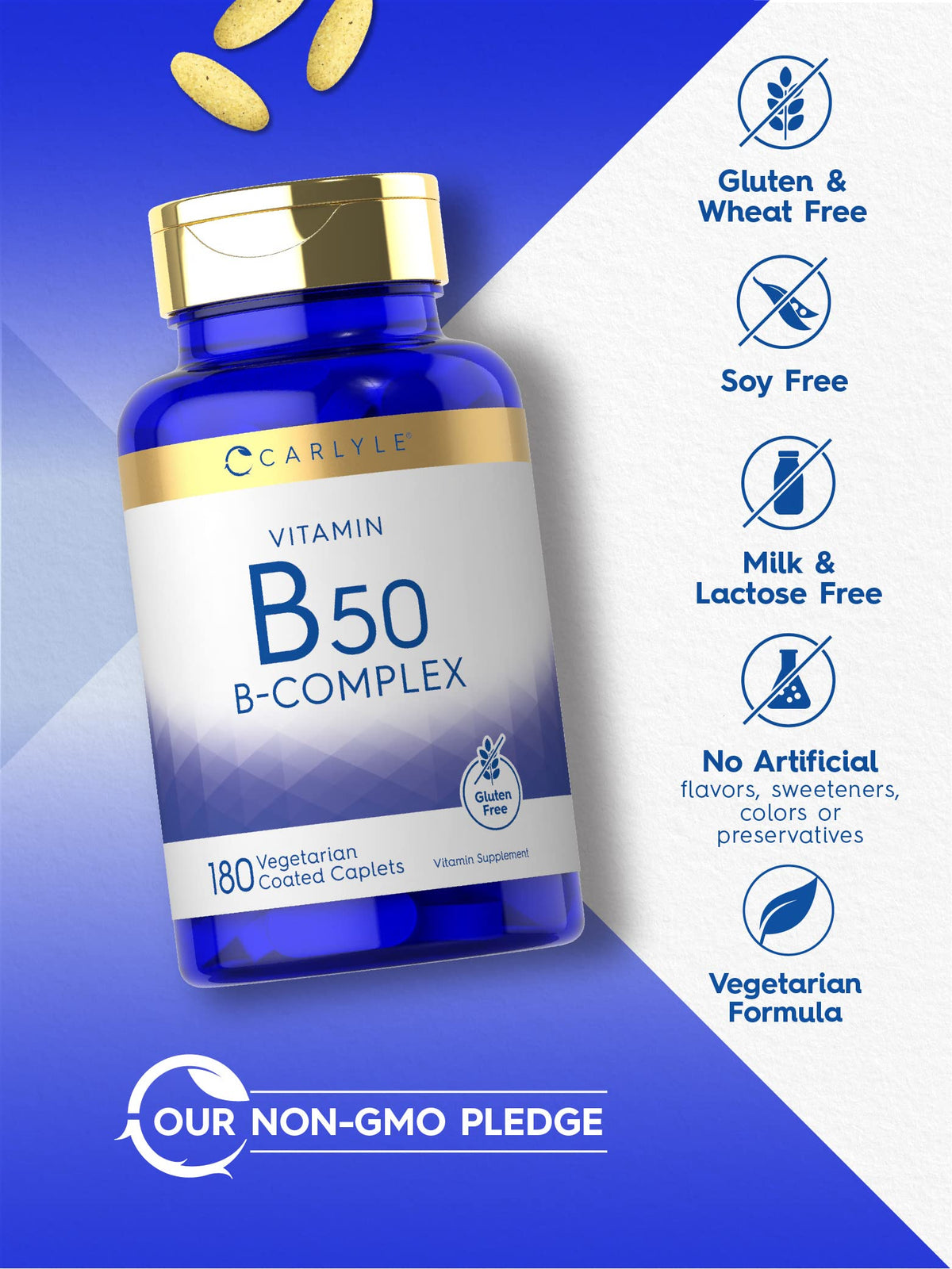 Carlyle Vitamin B50 Complex - 180 Vegetarian Caplets - image 4