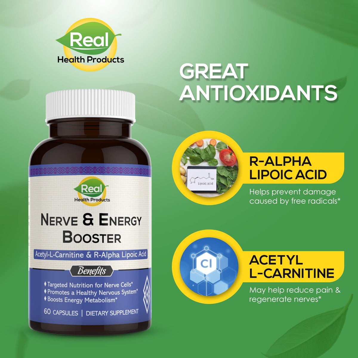 RHP ALA Supplement R-Alpha Lipoic Acid 300mg & Acetyl L-Carnitine - 60 Capsules - image 3