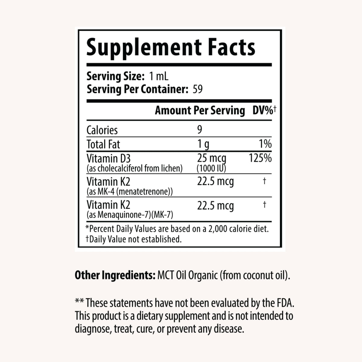 D R P Vitamin D3 + K2 Liquid Drops Bone Support - 2 fl oz - image 2