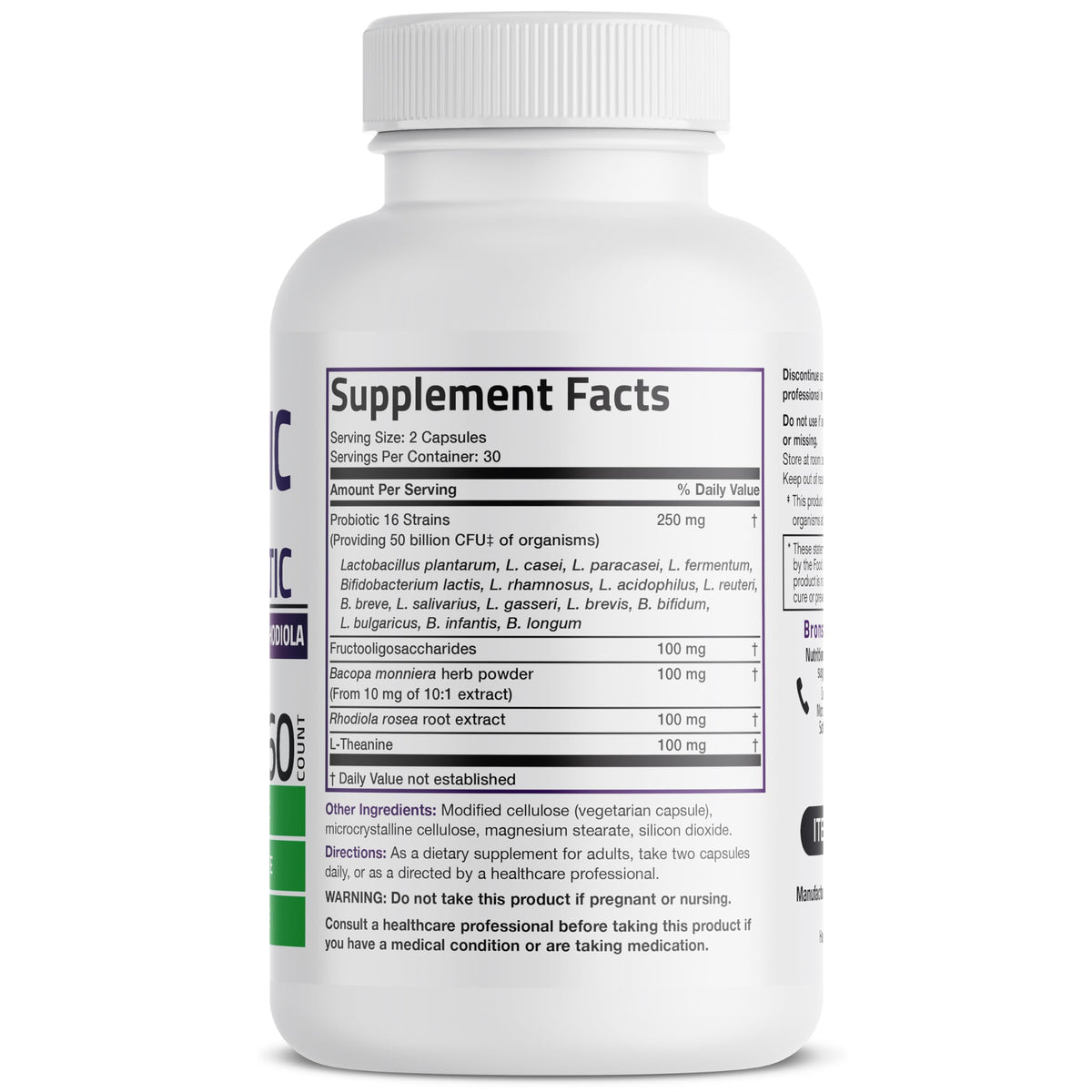 Bronson Brain + Mood Probiotic 50 Billion CFU - 60 Capsules - image 2
