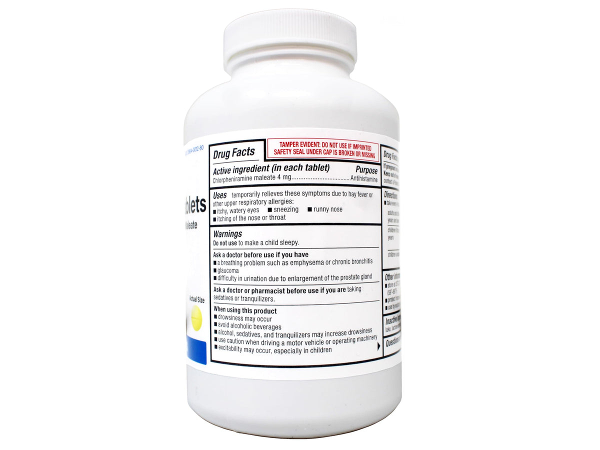 MAJOR Chlorpheniramine Maleate 4 mg Allergy Tablets - 1000 Tablets - image 2