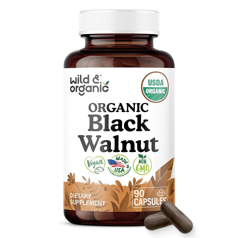 Wild & Organic USDA Organic Black Walnut Capsules 900 mg - Detox