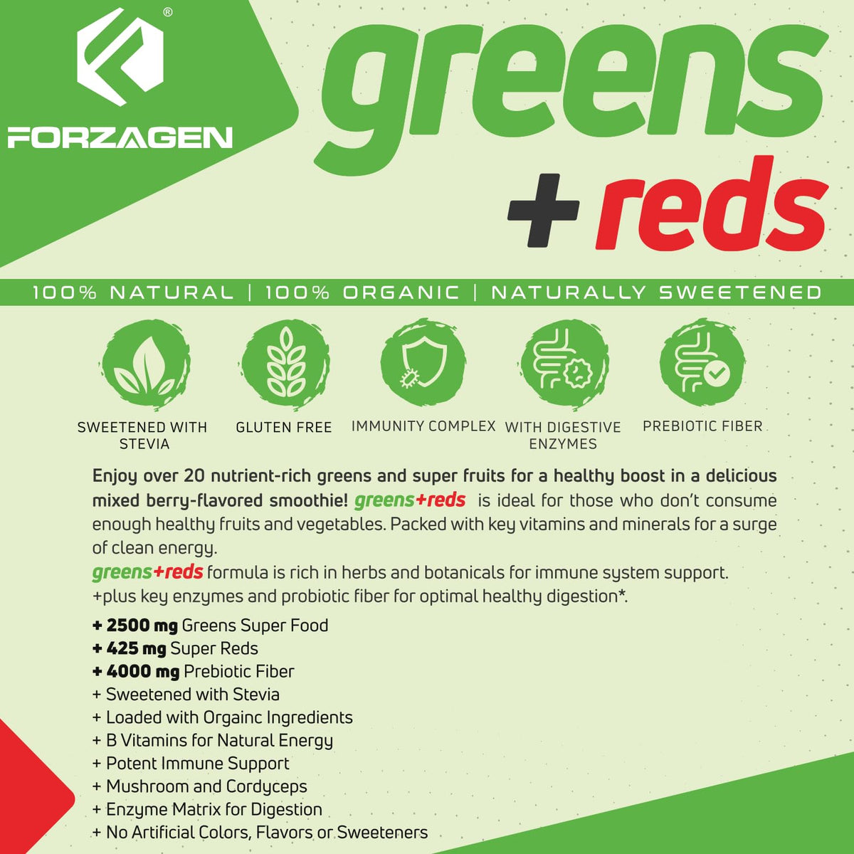 Forzagen Vegan Greens & Reds Superfood Powder - 35 Servings - image 4