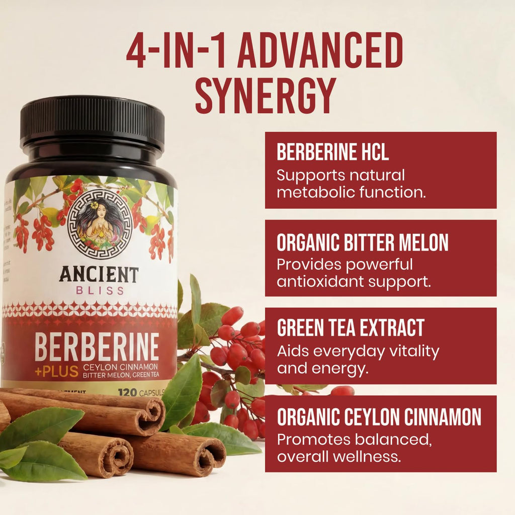 Ancient Bliss Berberine HCL 1200mg with Ceylon Cinnamon - 120 Capsules - image 3