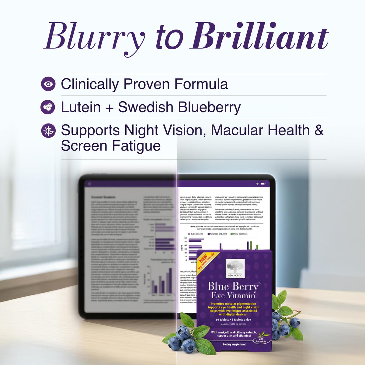 NEW NORDIC Blue Berry Eye Vitamin - 60 Tablets - image 2