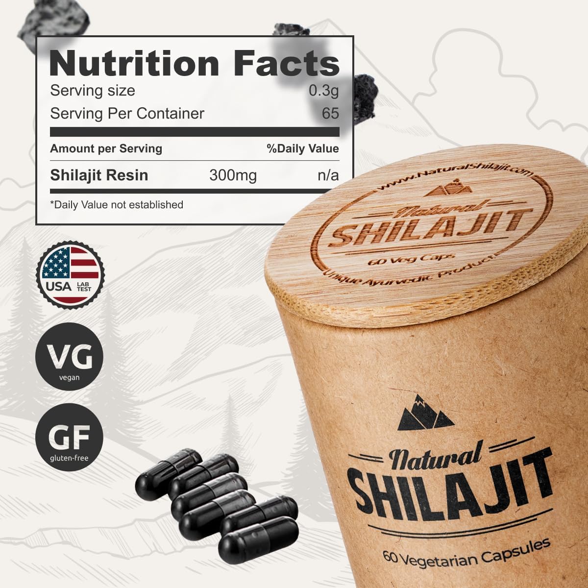 NATURAL SHILAJIT Capsules for Energy & Vitality - 60 Count - image 2