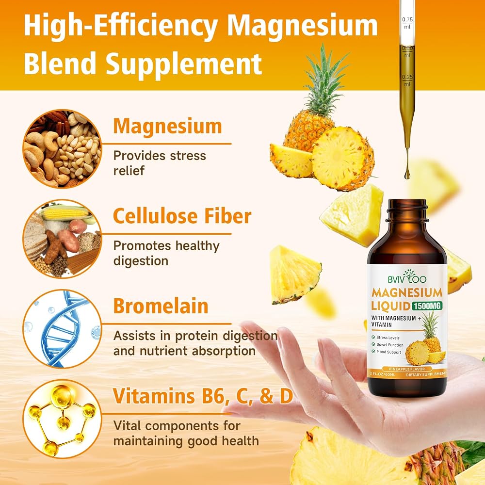 BVIVLOO Magnesium Glycinate Liquid - 2 Fl Oz - image 3