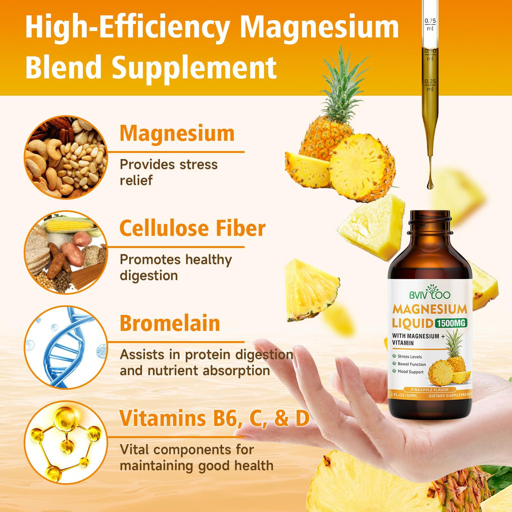 BVIVLOO Magnesium Glycinate Liquid - 2 Fl Oz - image 3