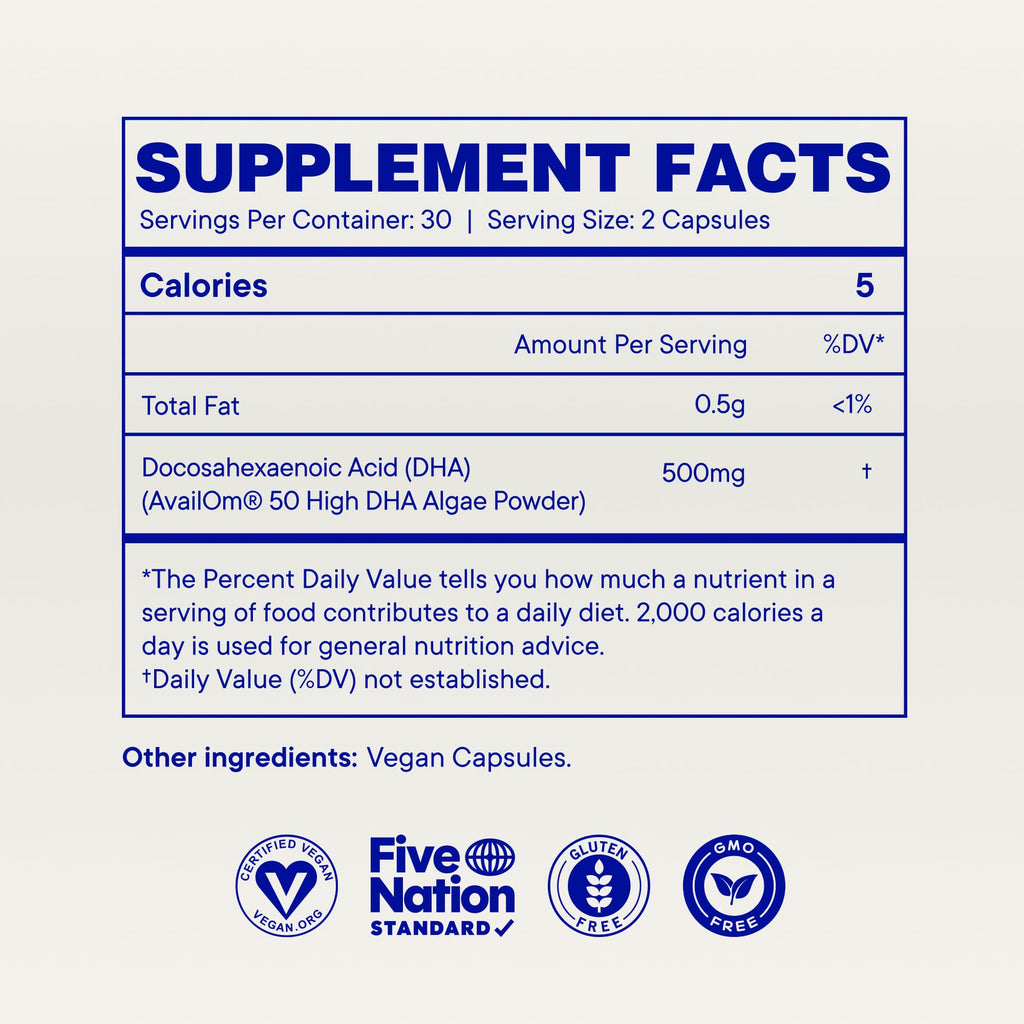 Ora Organic Vegan Omega 3 DHA 500mg for Brain & Heart - 60 Capsules - image 8