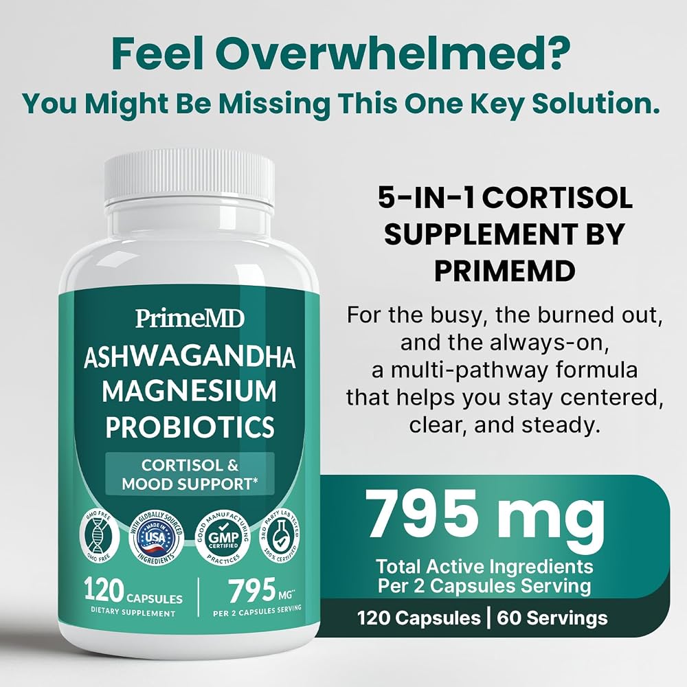 PrimeMD 5-in-1 Cortisol Supplement with Ashwagandha for Mood