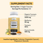 Vita Organics Turmeric Curcumin 1300mg Joint Support - 60 Capsules - image 6