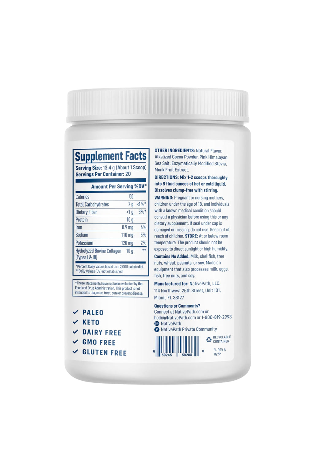 NativePath Collagen Peptides, 20 Servings