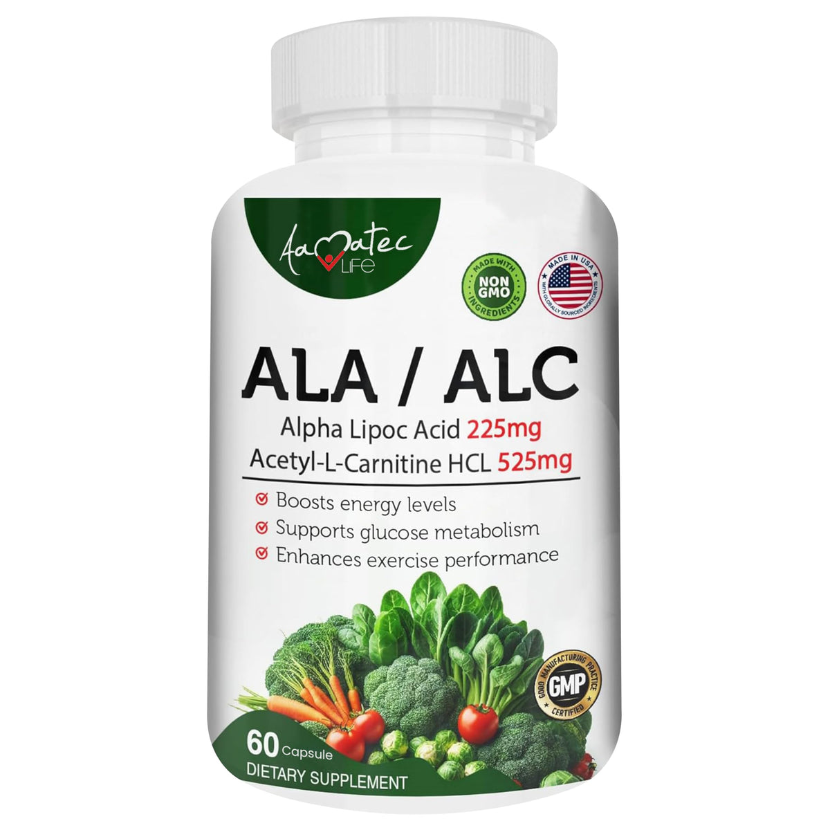 AAMATEC LIFE ALA/ALC High Potency Antioxidant Support - 60 Capsules