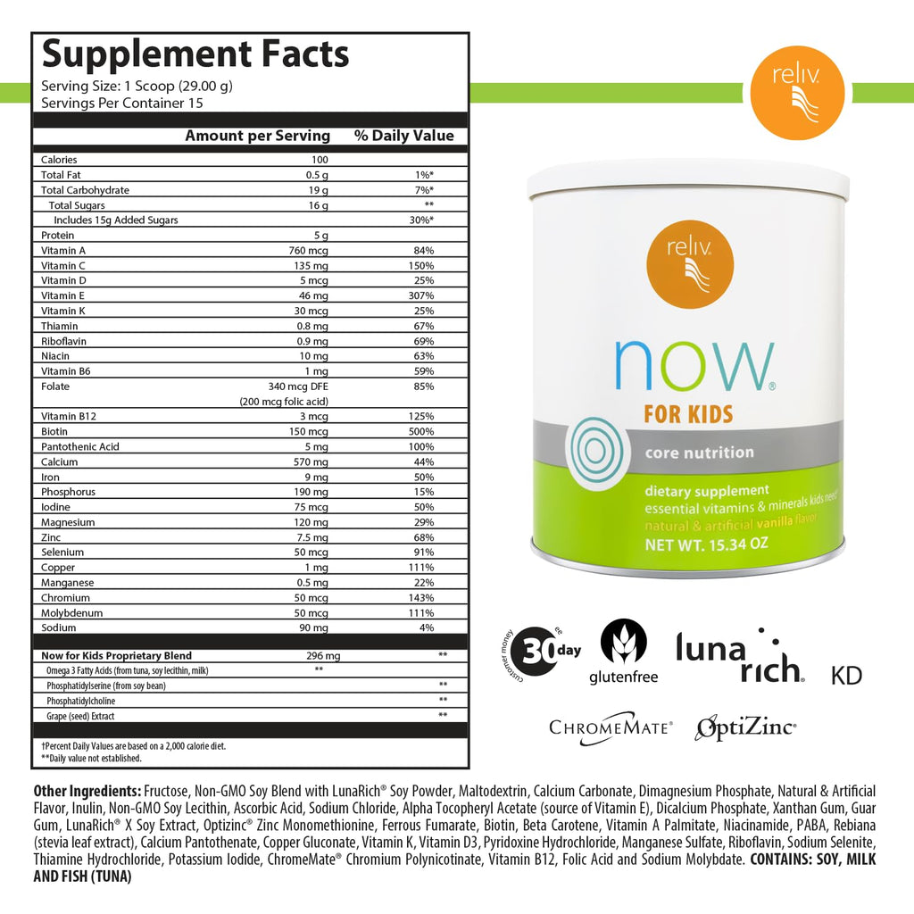 RELIV Now for Kids Vanilla Nutritional Shake - 15 Servings - image 2