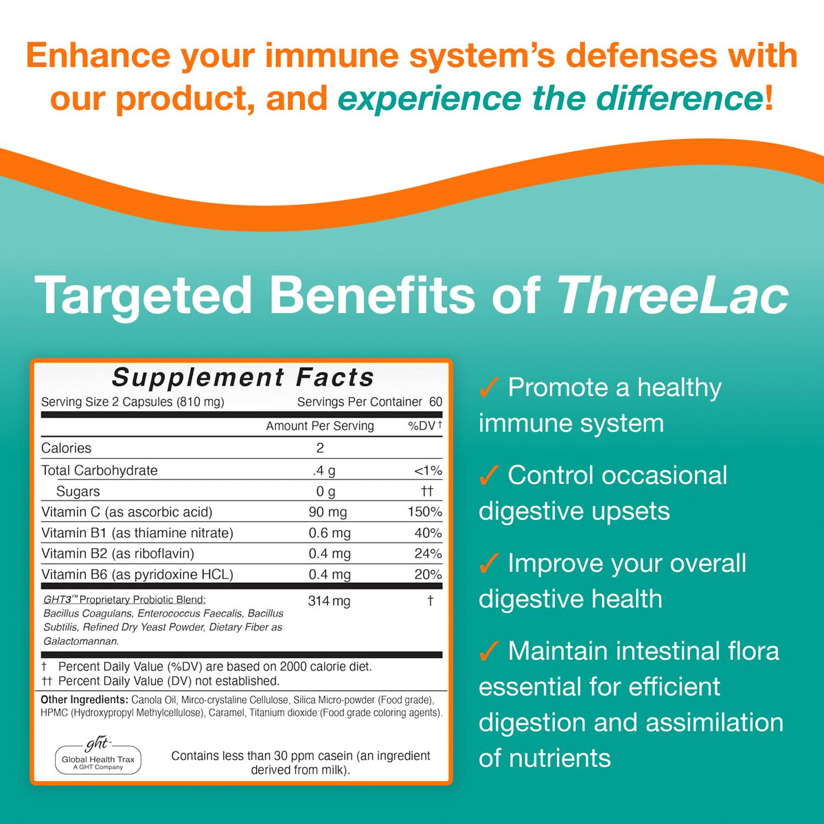 GHT Global Health Trax Global Health Trax GHT - ThreeLac Probiotic