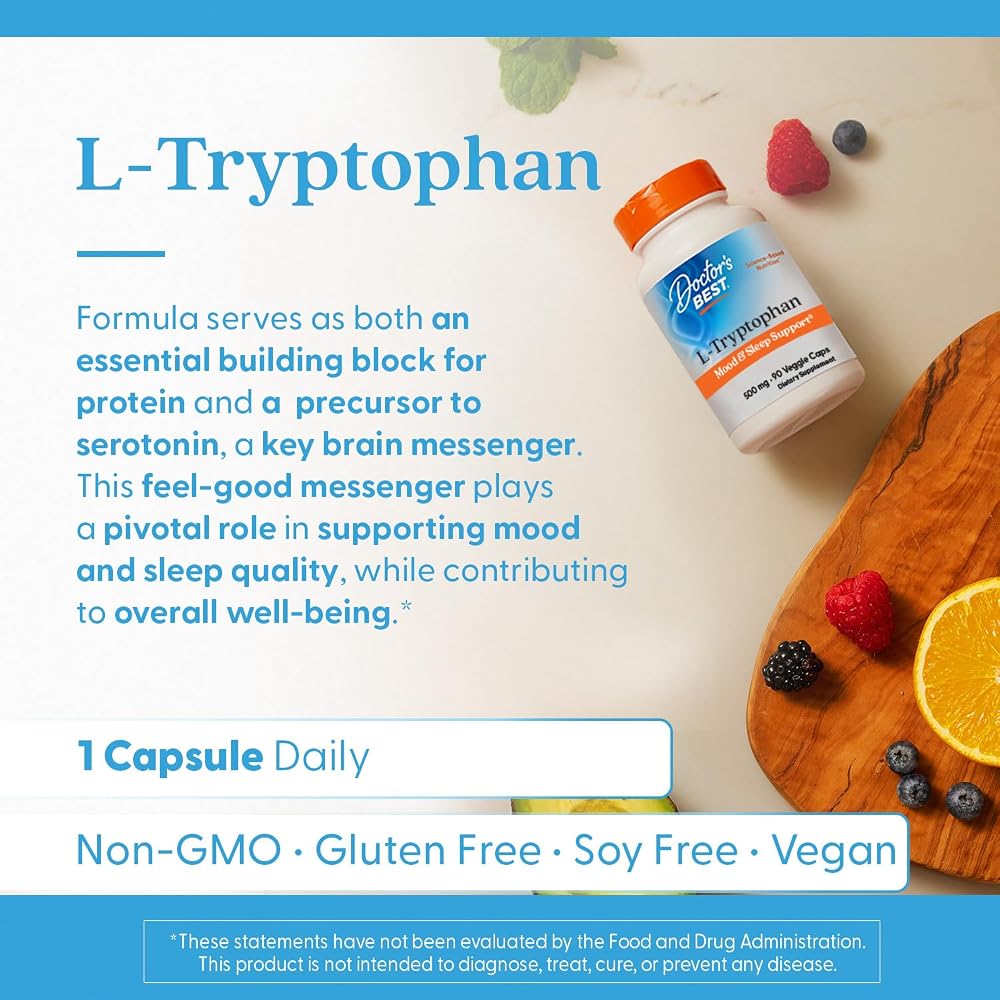 Doctor's Best L-Tryptophan Supplement for Sleep - 90 Capsules - image 5