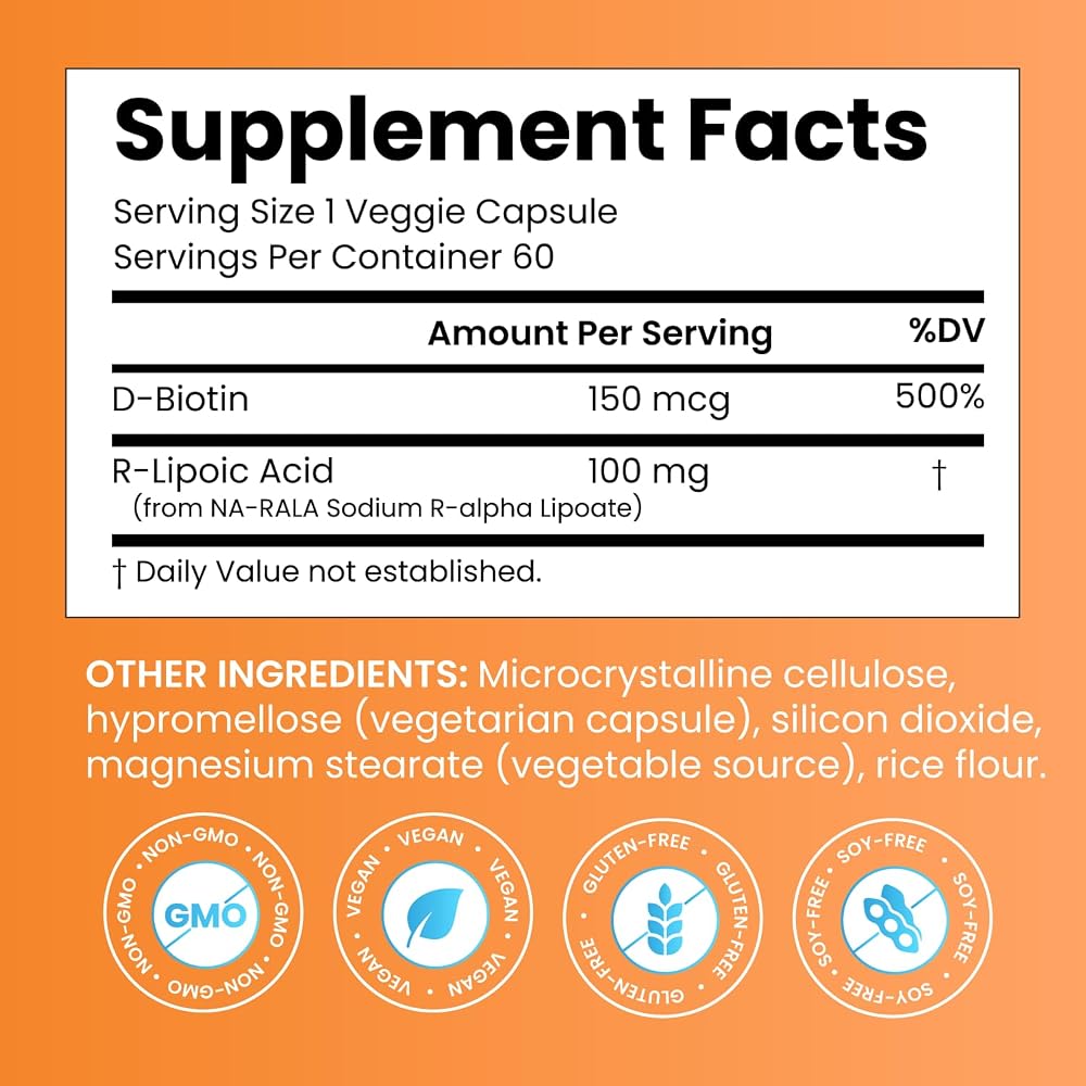 Doctor's BEST Stabilized R-Lipoic Acid 100 mg - 60 Vegetarian Capsules - image 2