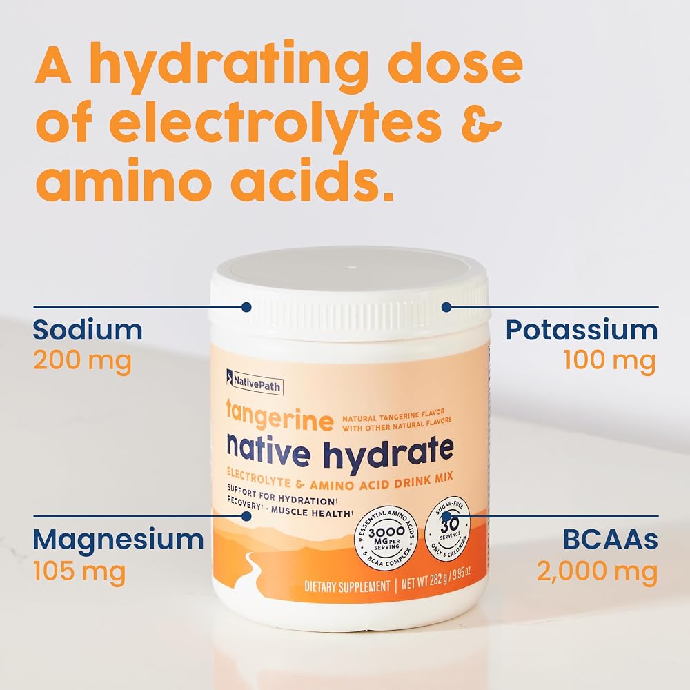 NativePath Hydrate Electrolyte Powder Tangerine - 30 Servings - image 4