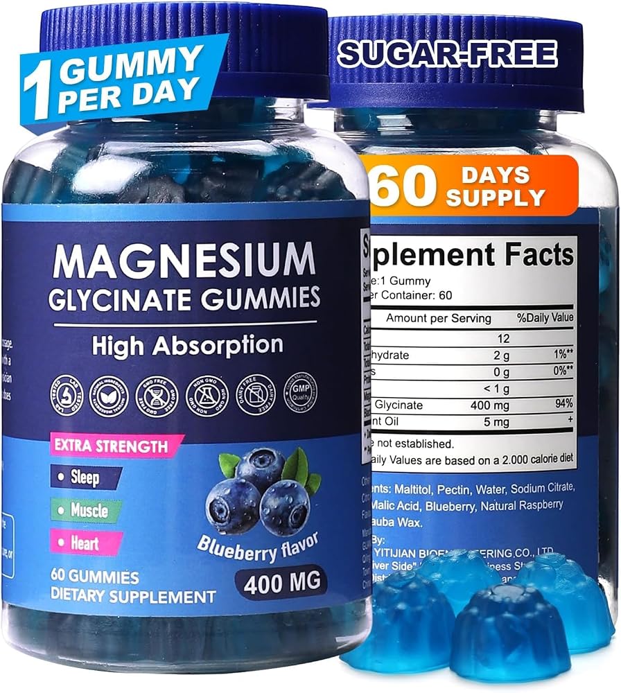 HISOKOI Magnesium Glycinate Gummies 400mg for Sleep - 60 Count