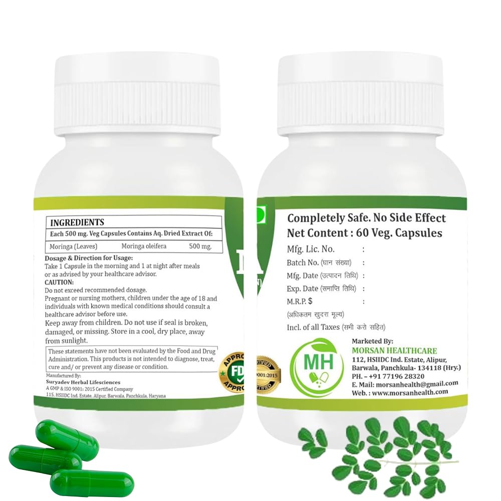 Morsan Healthcare Organic Moringa Capsules - 120 Vegan Capsules - image 2