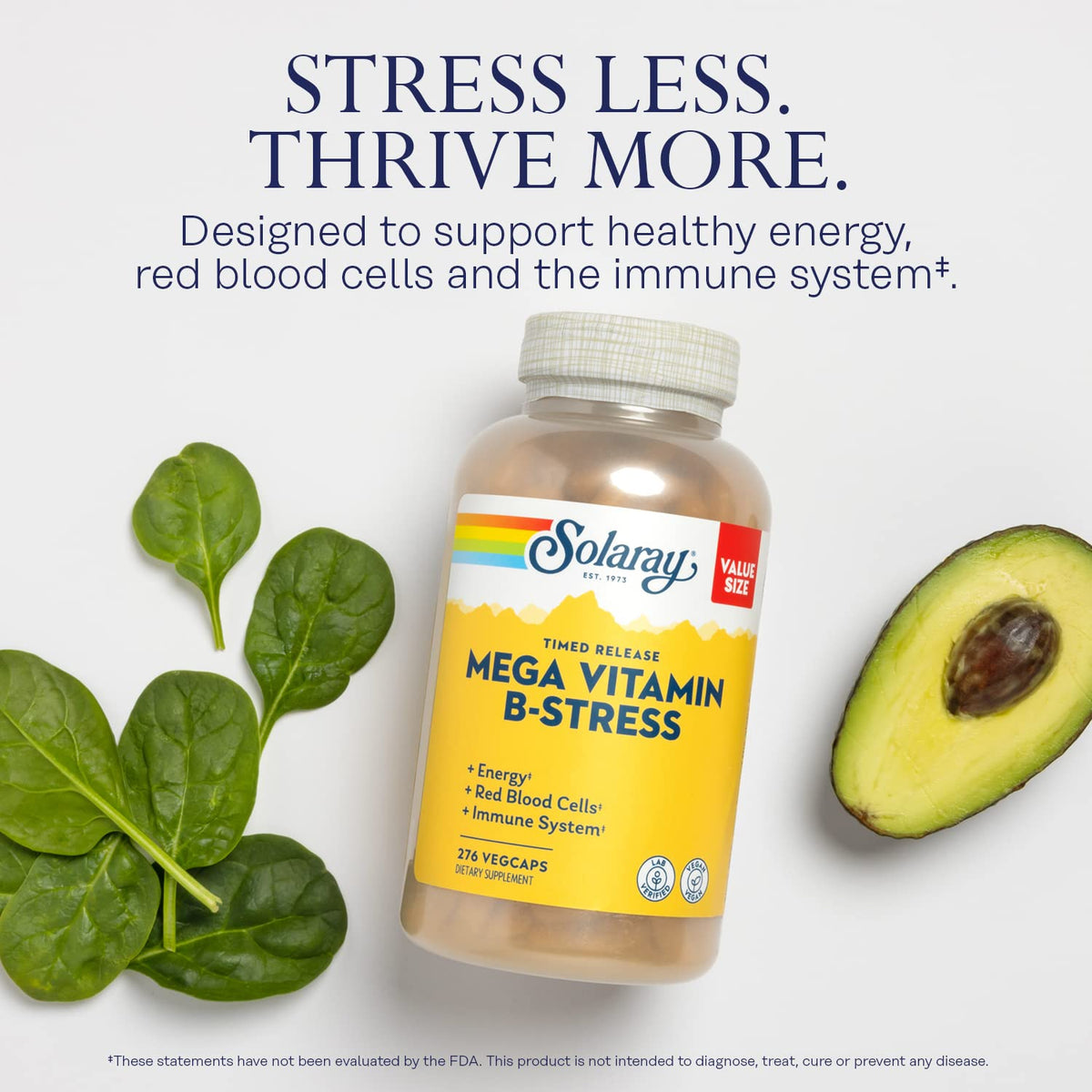 SOLARAY Mega Vitamin B-Stress Timed Release B Complex - 276 Capsules - image 3