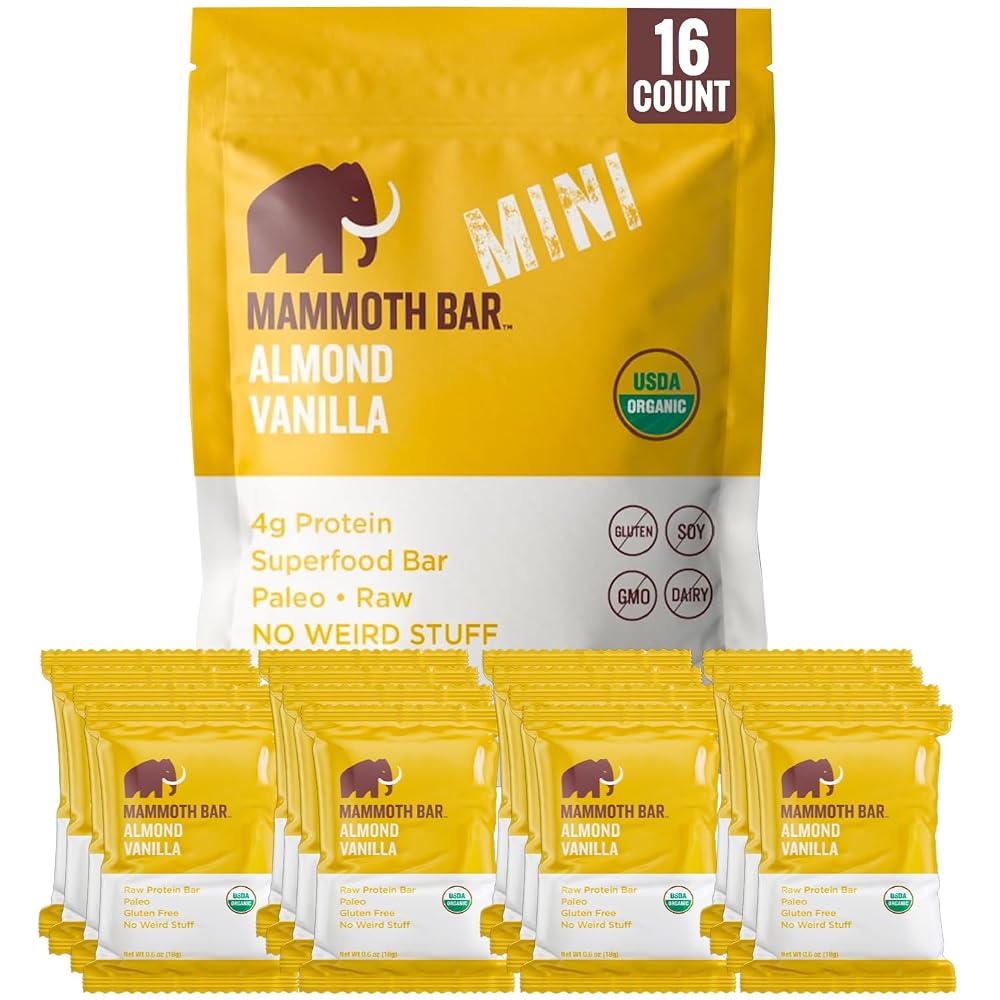 Mammoth Bar Minis - Organic Snack Bar Packed with 4g Protein. Paleo.