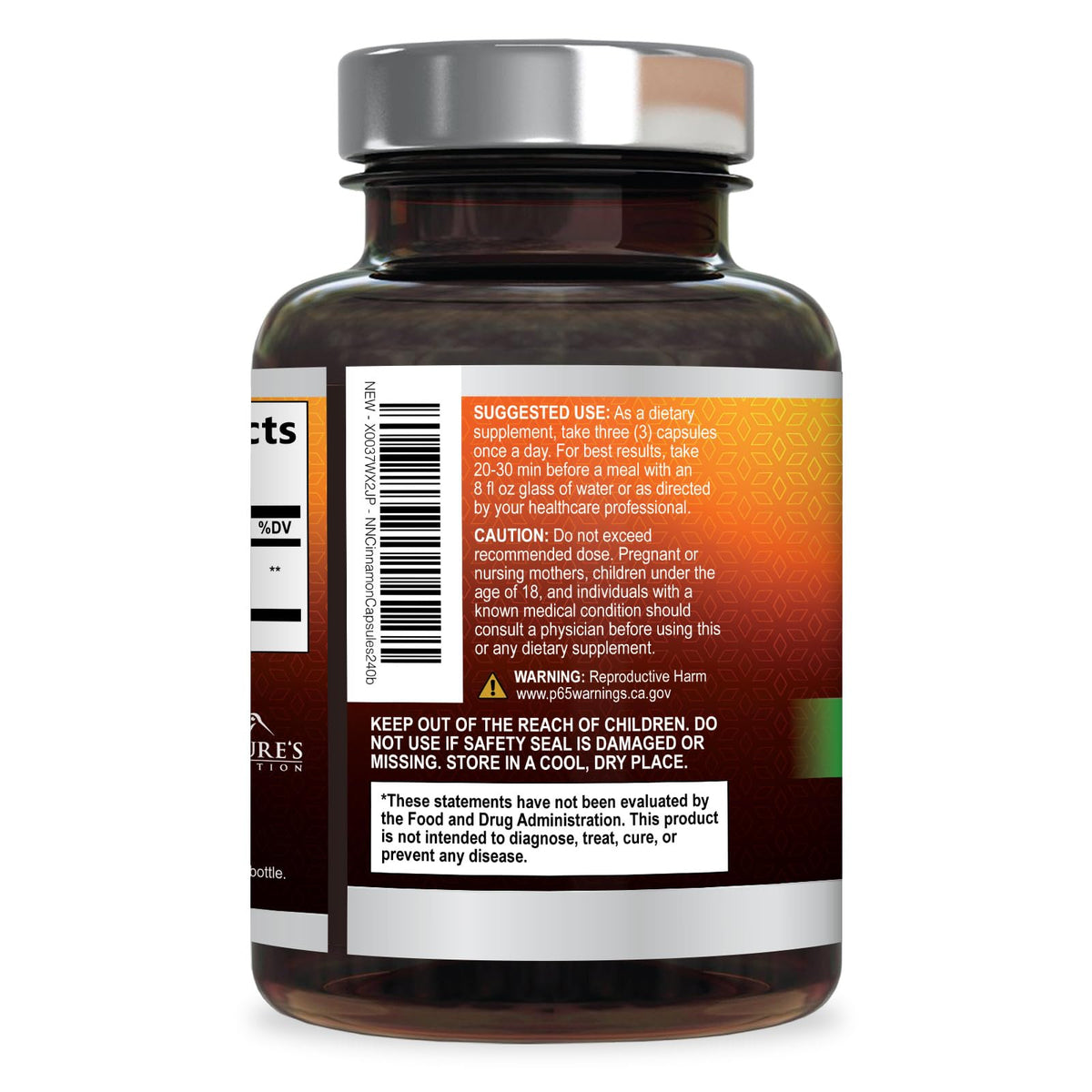 Nature's Nutrition Organic Ceylon Cinnamon Capsules 1800mg - Extra