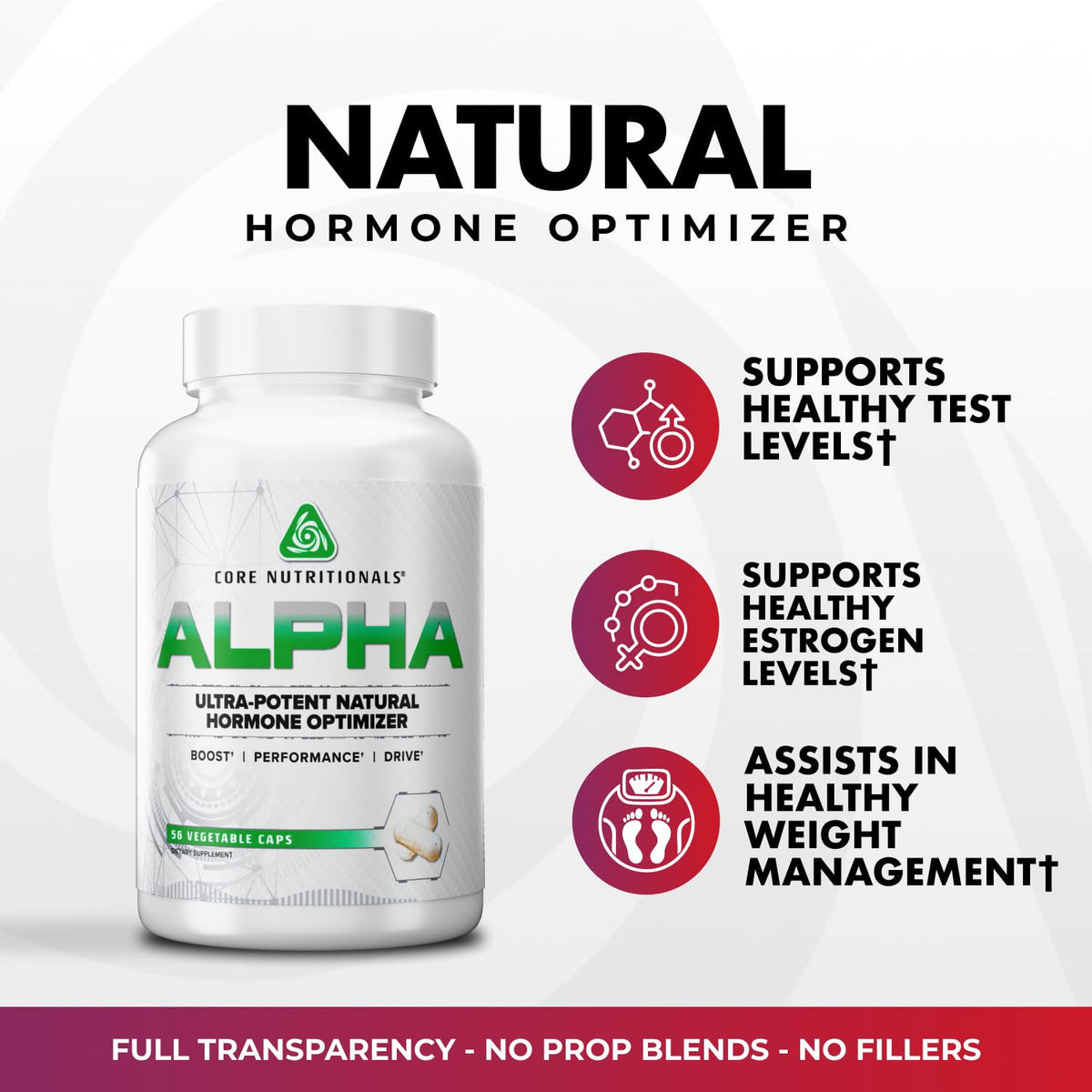 Core Nutritionals Alpha Hormone Optimizer Men's Health - 56 Vegetarian Capsules - image 3