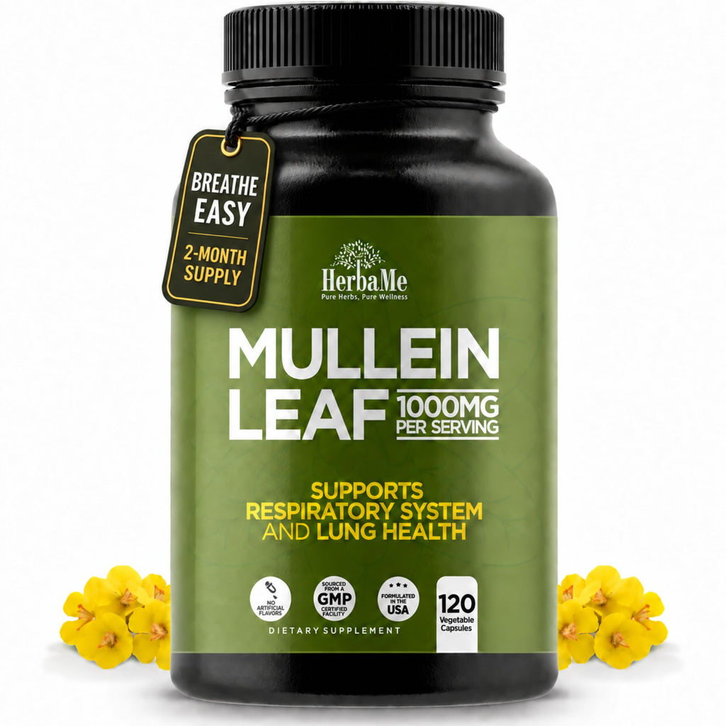 HerbaMe Mullein Leaf 1000mg Lung Support - 120 Capsules