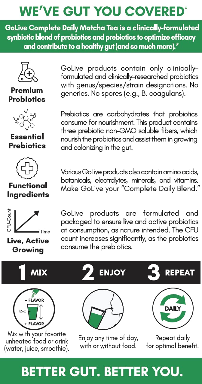 GoLive Matcha Ginger Prebiotic and Probiotic Powder - 10 Packets - image 4