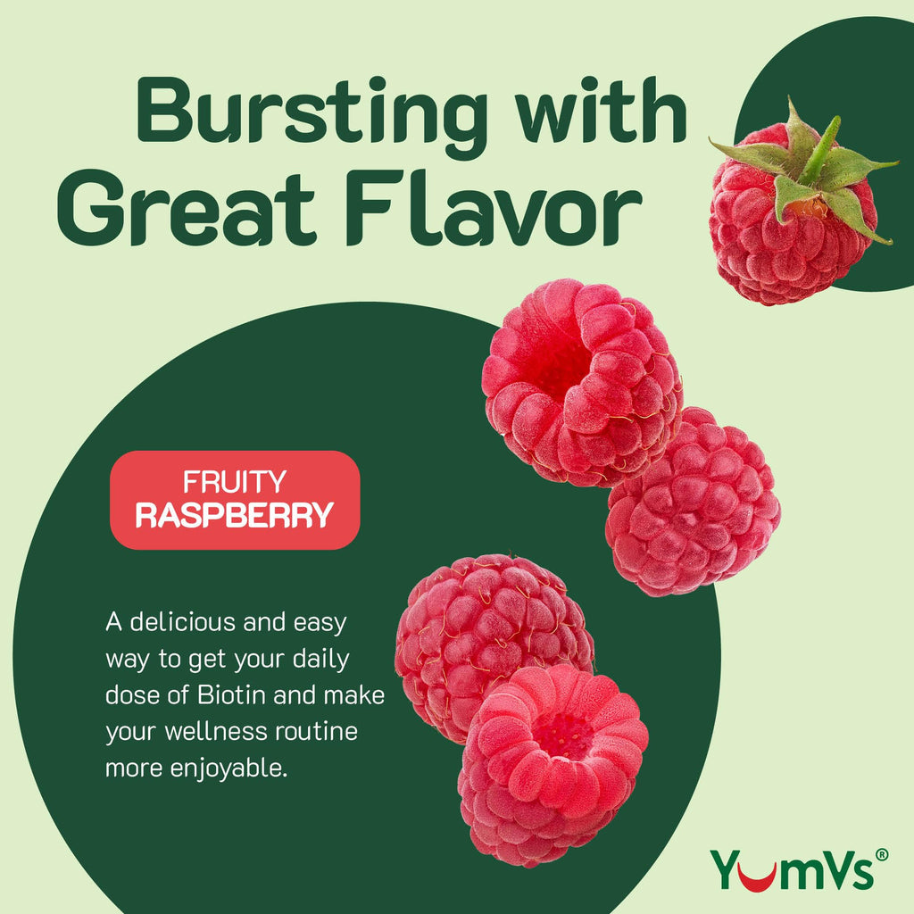 YUM-V'S YumVs Biotin Gummies 5000mcg - Luscious Raspberry Flavor