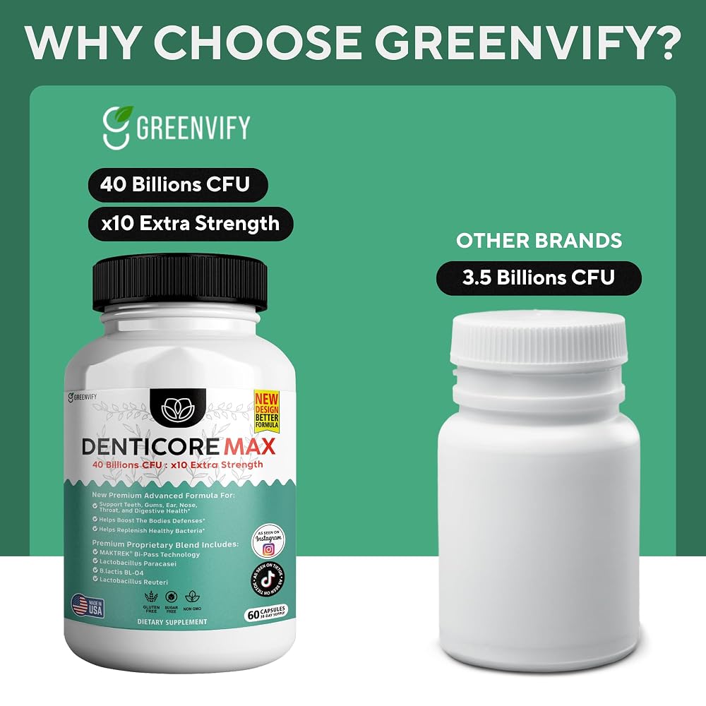 GREENVIFY DentiCore Max Oral Probiotics 40 Billion CFU - 120 Capsules - image 8