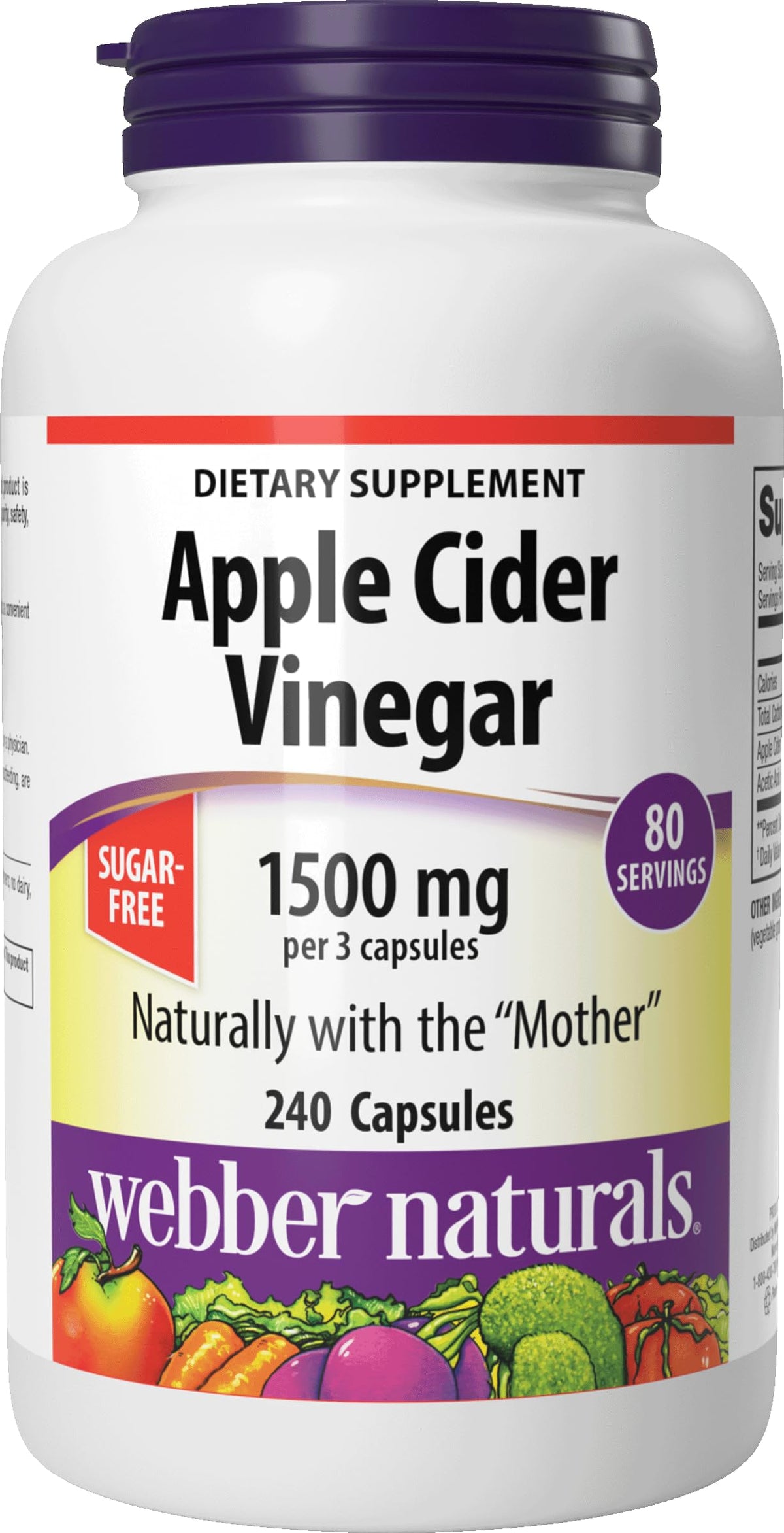 Webber Naturals Apple Cider Vinegar 1500mg - 240 Capsules