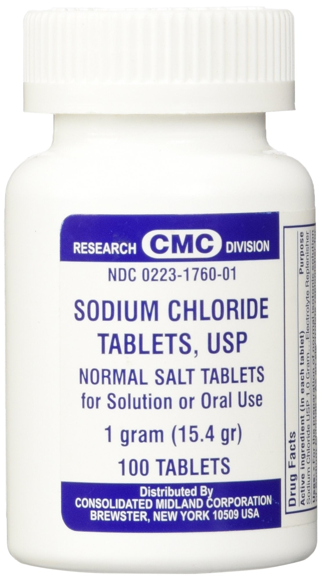 Consolidated Midland Sodium Chloride Tablets 1 Gm USP - 100 Tablets