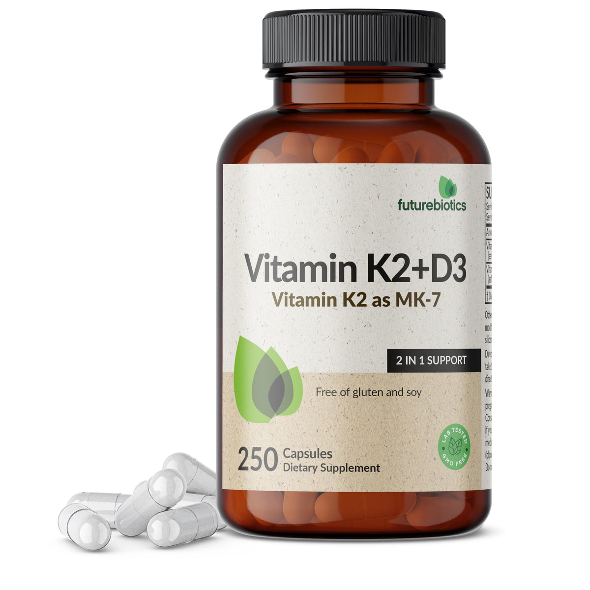 Futurebiotics Vitamin K2 (MK7) with D3 Supplement - Bone and Heart