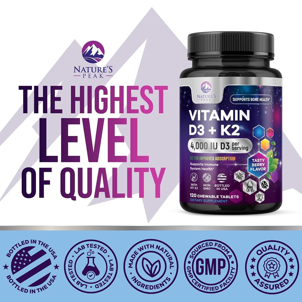 Nature's Peak Vitamin D3 K2-4000 IU Vitamin D3 & 200 mcg Vitamin K2