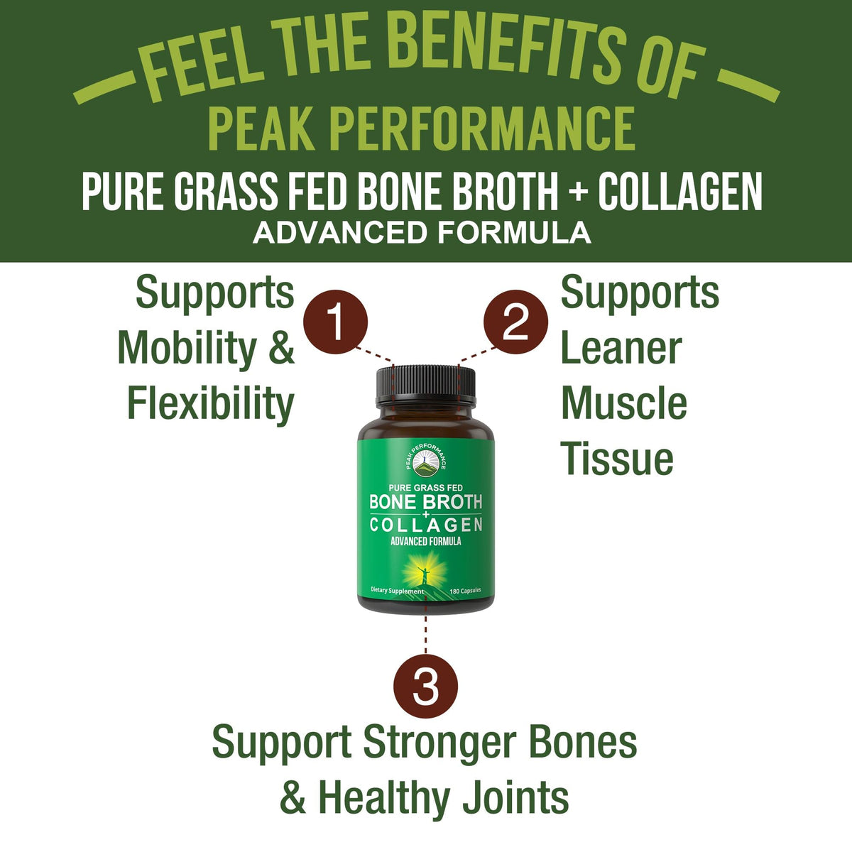 Peak Performance Bone Broth Collagen Capsules - 180 Capsules - image 2