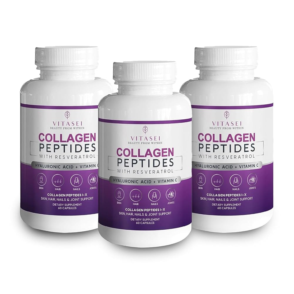 VITASEI Collagen Peptide with Resveratrol - 180 Capsules (3 Pack)
